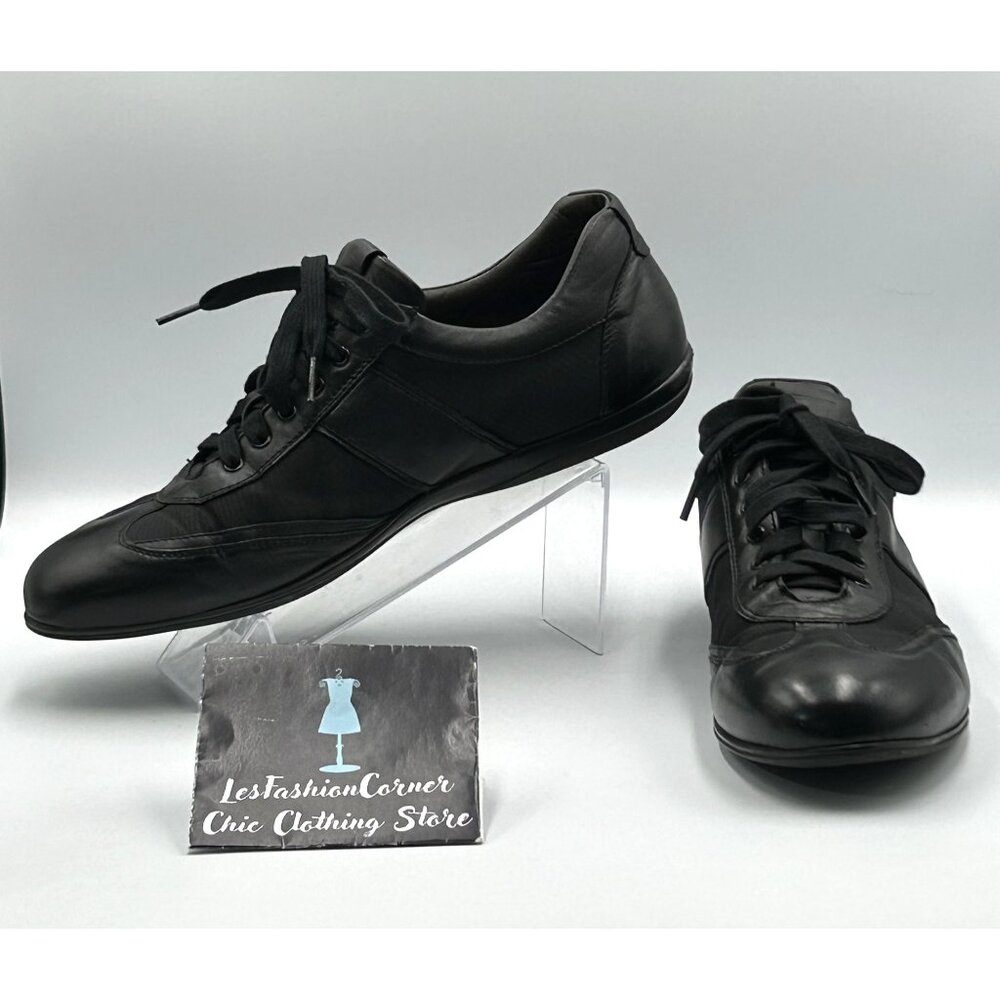 Bruno Magli Men's Black Leather Casual Sneakers Made in Italy Size 13 3027
